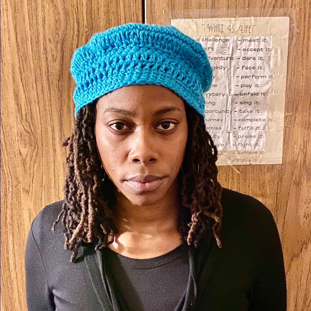 Hand knitted hat by Lydia Fludd